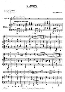 Partition violon et partition de piano, Mazurka, Młynarski, Emil