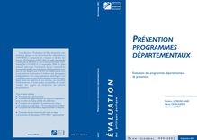 Prévention programmes départementaux - Evaluation des programmes départementaux de prévention