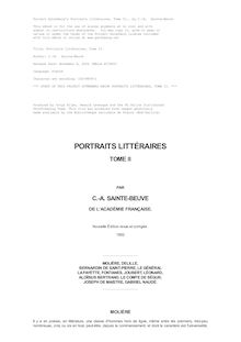 Portraits littéraires, Tome II par Charles Augustin Sainte