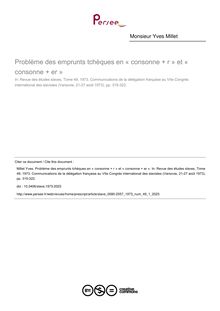 Problème des emprunts tchèques en « consonne + r » et « consonne + er » - article ; n°1 ; vol.49, pg 315-322