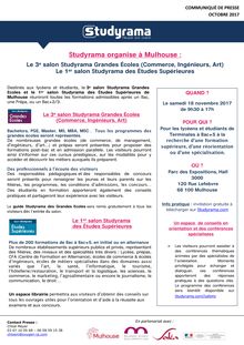 Studyrama organise deux salons d orientation à Mulhouse, le 18 novembre 217