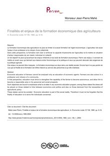 Finalités et enjeux de la formation économique des agriculteurs - article ; n°1 ; vol.136, pg 9-16