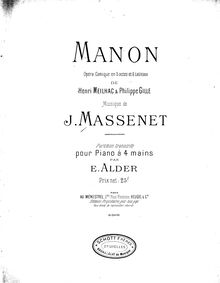 Partition , partie 1, Manon, Opéra-comique en cinq actes et six tableaux