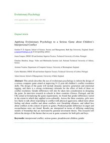 Applying evolutionary psychology to a serious game about children’s interpersonal conflict