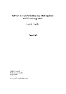 Service level performance management and planning audit