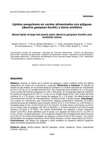 Lípidos sanguíneos en cerdos alimentados con pijiguao (Bactris gasipaes Kunth) y lisina sintética