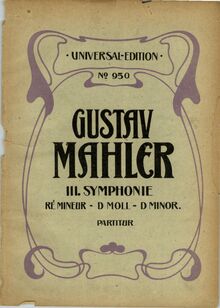 Partition couverture couleur, Symphony No 3, Mahler, Gustav