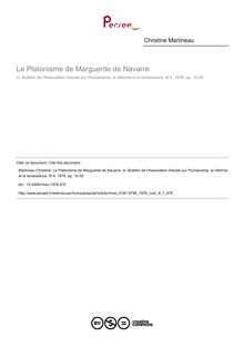 Le Platonisme de Marguerite de Navarre - article ; n°1 ; vol.4, pg 12-35