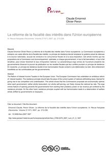La réforme de la fiscalité des intérêts dans l Union européenne - article ; n°3 ; vol.21, pg 213-236