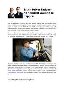 Truck Driver Fatigue - An Accident Waiting To Happen