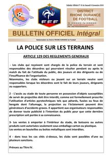 LA POLICE SUR LES TERRAINS BULLETIN OFFICIEL Intégral