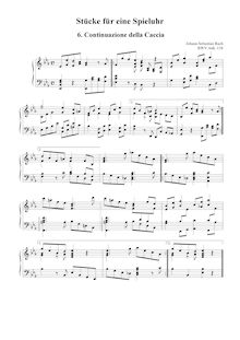 Partition Continuazione della Caccia en E flat major [BWV Anh.138], 18 pièces pour a Musical Clock