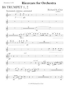 Partition trompette 1, 2 (B♭), Ricercare, St. Clair, Richard