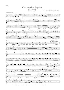 Partition violons I, basson Concerto en C major, RV 471, C, Vivaldi, Antonio