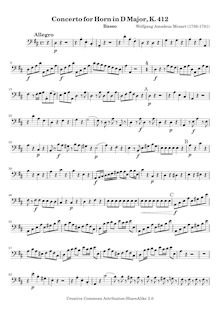 Partition violoncelles / Basses, cor Concerto, Horn Concerto No.1