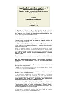 Rapport du 5 nivôse an II sur les principes du Gouvernement révolutionnaire