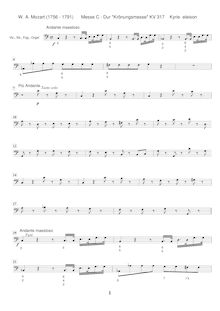 Partition Continuo (violoncelles, Basses, clavier), Mass, Krönungsmesse ; Coronation Mass ; Mass No.15 ; Missa
