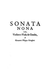 Partition Sonata No.9 en D minor, 12 sonates pour violon, viole de gambe et Continuo