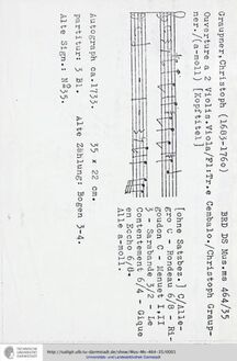 Partition complète, Ouverture en A minor, GWV 478, A minor, Graupner, Christoph