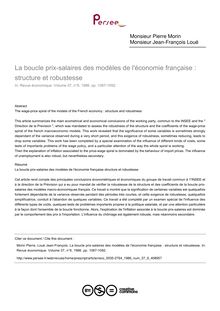 La boucle prix-salaires des modèles de l économie française : structure et robustesse - article ; n°6 ; vol.37, pg 1067-1092