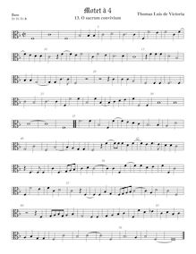 Partition viole de basse, alto clef, O sacrum convivium à 4, In Festo Corporis Christi Cum paribus vocibus