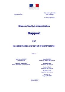 La coordination du travail interministériel : mission d audit de modernisation
