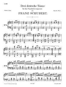 Partition complète, German Dances, D.971, Schubert, Franz