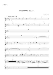 Partition hautbois II, Symphony Hob.I:74, E♭ major, E♭ major, Haydn, Joseph