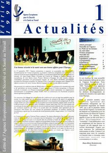 Actualités 1 Février 1998. Lettre l Agence Européenne pour la Sécurité et la Santé au Travail