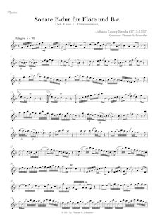 Partition flûte , partie, 11 flûte sonates, 1. C major2. G major3. B♭ major4. F major5. G major6. G major7. G major8. D major9. B♭ major10. A major11. G major par Johann Benda