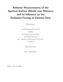 Airborne measurements of the spectral surface albedo over Morocco and its influence on the radiative forcing of Saharan dust [Elektronische Ressource] / Eike Bierwirth
