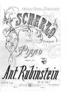 Partition Cah.5 - Scherzo, Verschiedene Stücke, Op.93, Rubinstein, Anton
