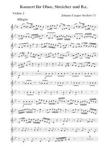 Partition violons II, hautbois Concerto en C minor, C minor, Seyfert, Martin