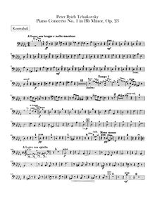 Partition Basses, Piano Concerto No.1, Op.23, B♭ minor, Tchaikovsky, Pyotr