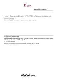Hubert Rohault de Fleury, (1777-1846) « l économie jointe aux convenances » - article ; n°1 ; vol.5, pg 95-105
