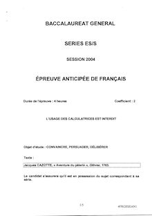 Français 2004 Sciences Economiques et Sociales Baccalauréat général