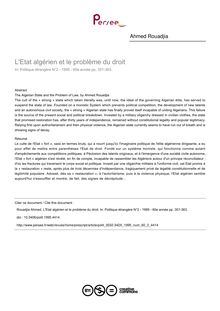 L Etat algérien et le problème du droit - article ; n°2 ; vol.60, pg 351-363