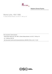 Michel Leiris, 1901-1990 - article ; n°117 ; vol.30, pg 5-6