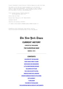 The New York Times Current History, A Monthly Magazine - The European War, March 1915