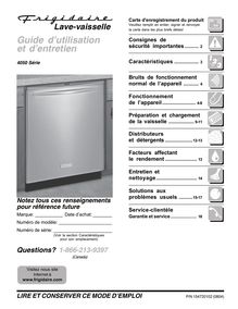 Notice Lave-vaisselle Frigidaire  FDB4050LHB1