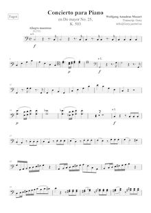 Partition basson 1/2, Piano Concerto No.25, C major, Mozart, Wolfgang Amadeus