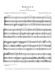 Partition complète pour ATB enregistrements, 12 sonates of Three parties