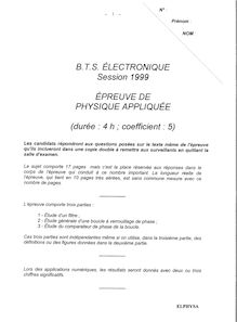 Physique Appliquée 1999 BTS Systèmes électroniques