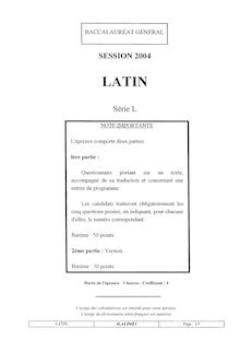 Sujet du bac L 2004: Latin