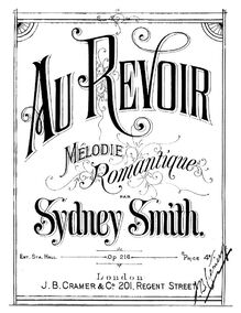 Partition complète, Au Revoir, Mélodie Romantique, Smith, Sydney