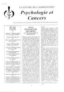 11 Lettre Association Psychologie et Cancers Sept. 1995