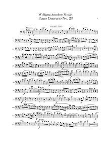 Partition basson 1, 2, Piano Concerto No.23, A major, Mozart, Wolfgang Amadeus