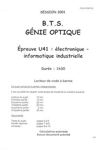 Electronique - informatique industrielle 2001 BTS Génie optique