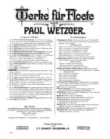 Partition flûte , partie, Götterfunken, Wetzger, Paul