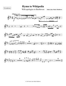 Partition Xylophone, Hymn to Wikipedia, D major, Matthews, John-Luke Mark